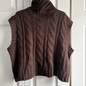 H&M Chocolate Cable Knit Turtleneck Sweater